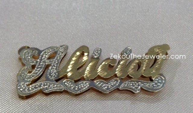 14K GP Silver 3-D Name NECKLACE/free chain/PERSONALIZED-Style 5